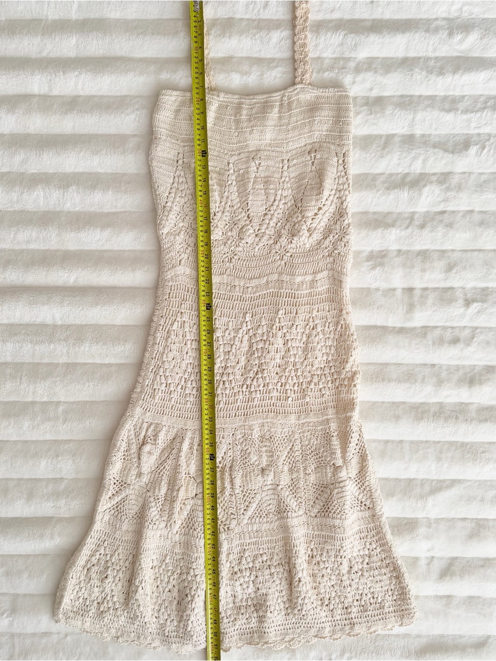 ZARA Limited Edition Ecru Sequin Crochet Knit Midi/Maxi Dress Boho Size S - Picture 15 of 16
